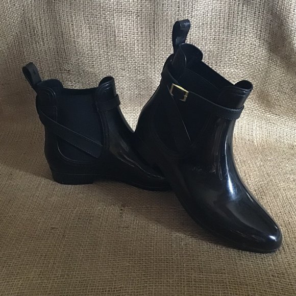 DAV Black Rubber Boots / Booties Size 10 - Picture 1 of 8